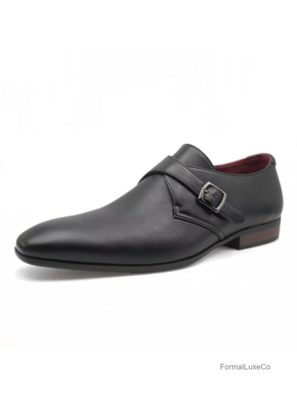 Men's Faux Leather Single Monk Strap Oxford Dress Shoes Formal Cap Toe